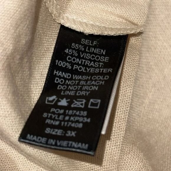 Sky Plus Size 3X Linen-Blend Drawstring Pants Made In Vietnam - Picture 3 of 8